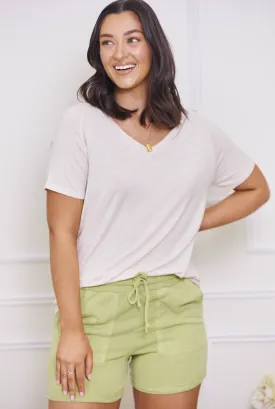 Travel Time Drawstring Shorts - Green