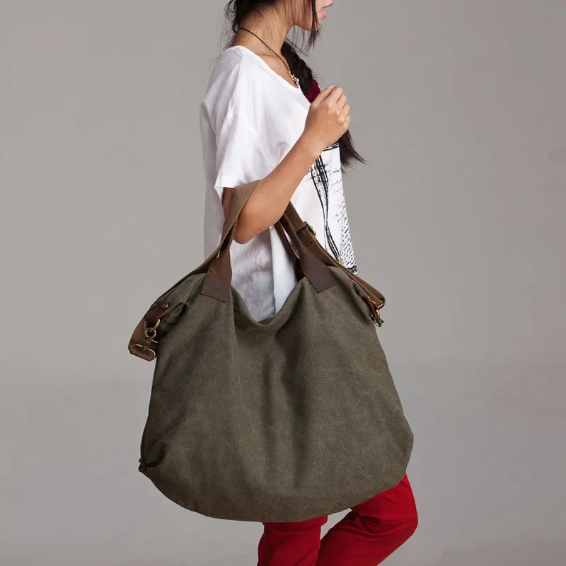 Vintage Canvas Stoff Leder Tasche Schultertasche Damen