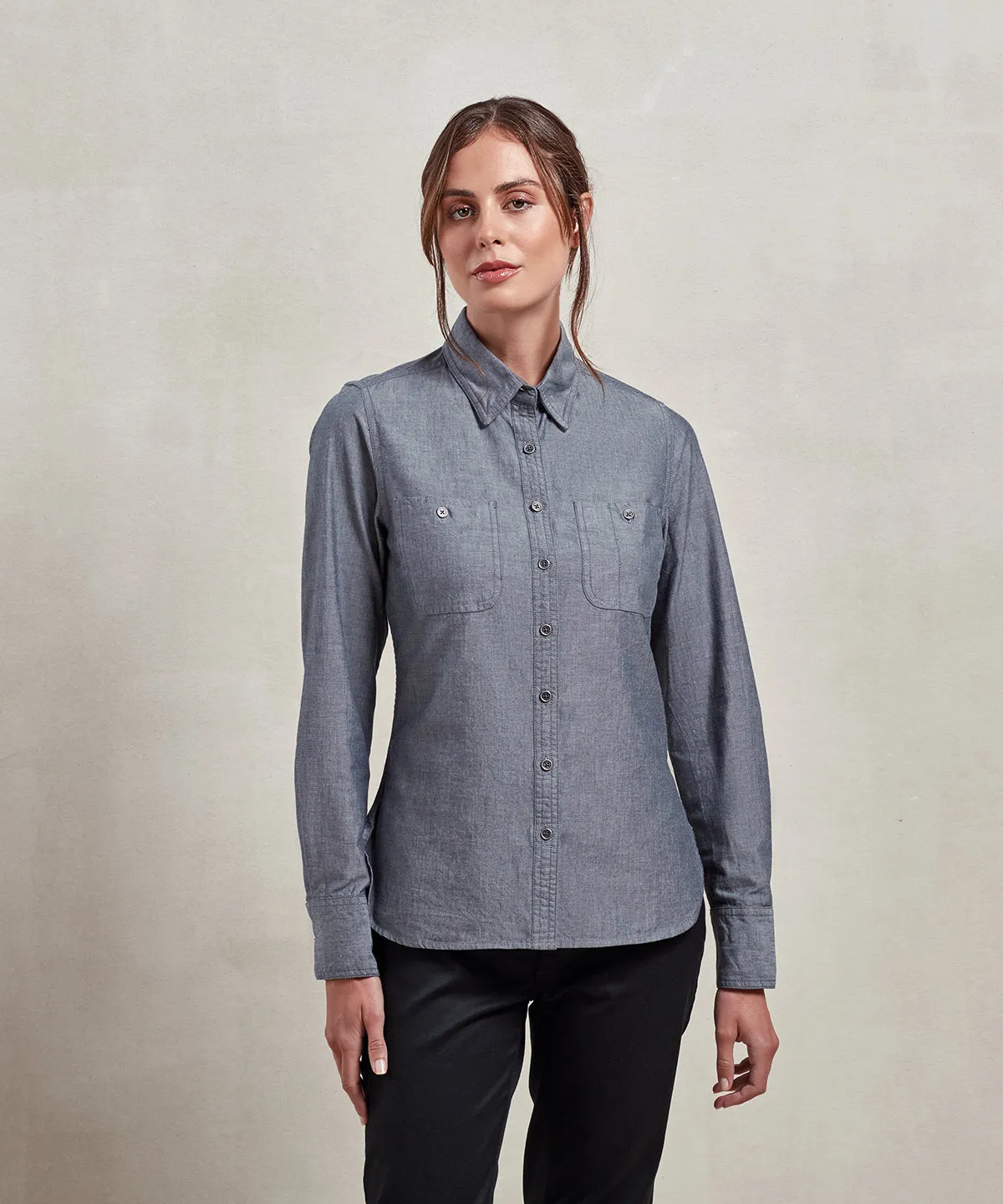 Womens Chambray shirt organic and Fairtrade certified | Indigo Denim