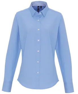 Womens cotton-rich Oxford stripes blouse | Oxford Blue