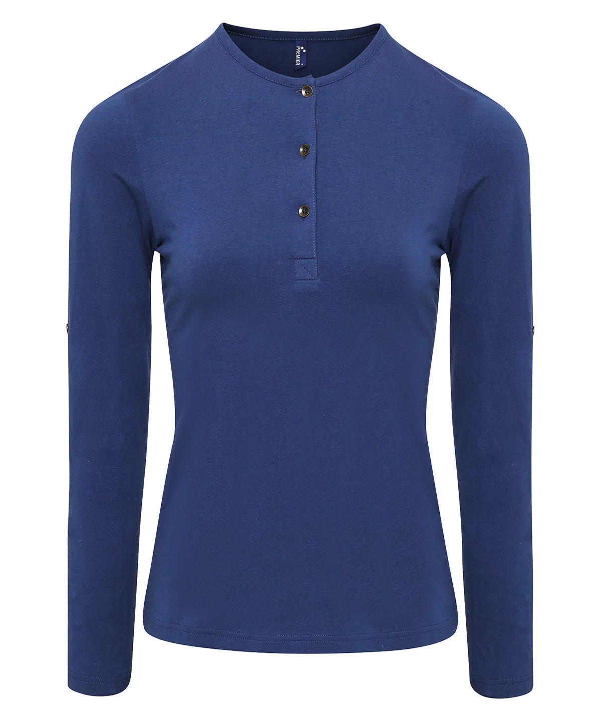 Womens Long John roll-sleeve tee | Indigo