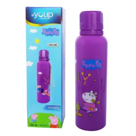 Youp Stainless Steel Purple Color Peppa Pig Kids Water Bottle OSCAR  - 750 Ml